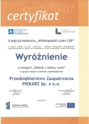 Wielkopolski Lider CSR wyroznienie PZ Piekarz 2013
